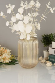 Aberto Design Jarrón de Vidrio Dorado Line D20B